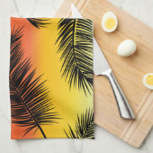 Palm Tree Blätter: nahtloses Muster. Geschirrtuch (Viertel Falte)