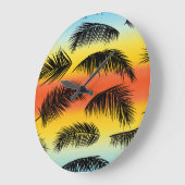 Palm Tree Blätter: nahtloses Muster. Große Wanduhr (Winkel)