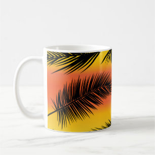 Palm Tree Blätter: nahtloses Muster. Kaffeetasse