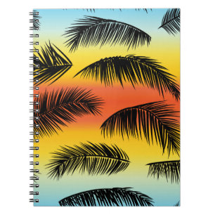 Palm Tree Blätter: nahtloses Muster. Notizblock
