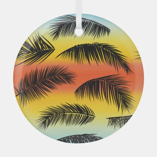Palm Tree Blätter: nahtloses Muster. Ornament Aus Glas (Vorderseite)