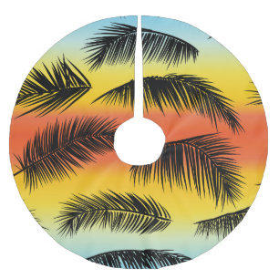 Palm Tree Blätter: nahtloses Muster. Polyester Weihnachtsbaumdecke