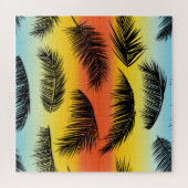 Palm Tree Blätter: nahtloses Muster. Puzzle (Horizontal)