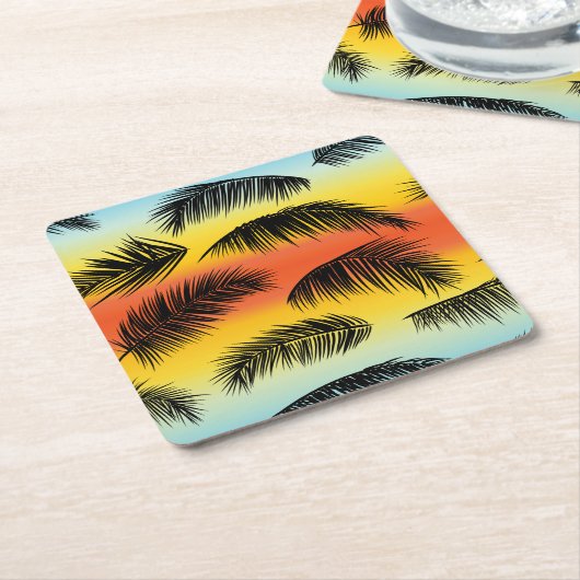 Palm Tree Blätter: nahtloses Muster. Rechteckiger Pappuntersetzer (angewinkelt)