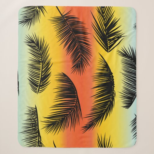 Palm Tree Blätter: nahtloses Muster. Sherpadecke (Vorderseite)