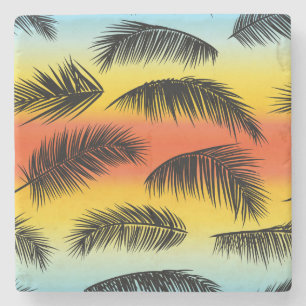 Palm Tree Blätter: nahtloses Muster. Steinuntersetzer