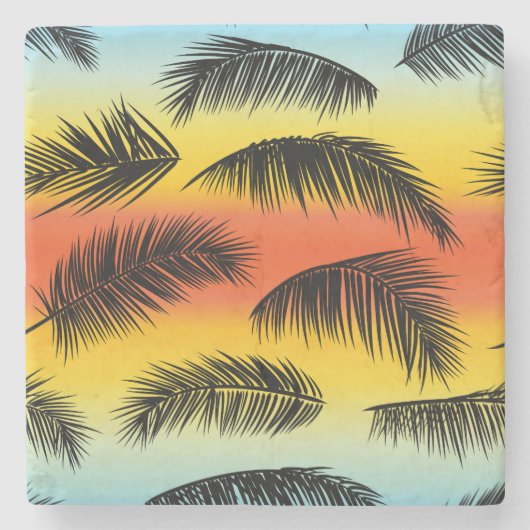 Palm Tree Blätter: nahtloses Muster. Steinuntersetzer (Vorderseite)