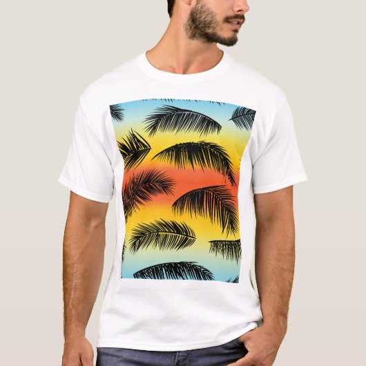 Palm Tree Blätter: nahtloses Muster. T-Shirt (Vorderseite)