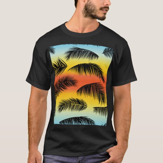 Palm Tree Blätter: nahtloses Muster. T-Shirt (Vorderseite)