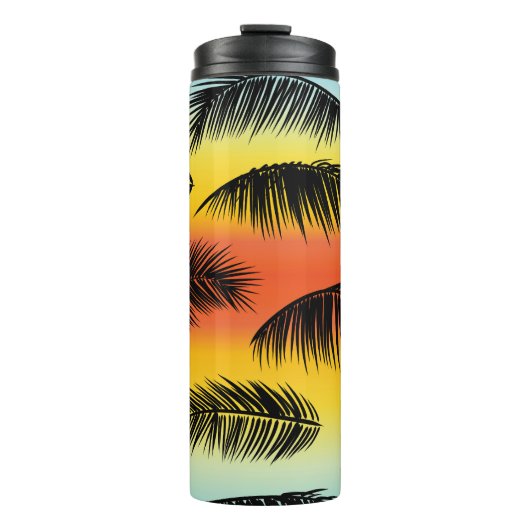 Palm Tree Blätter: nahtloses Muster. Thermosbecher (Vorderseite)