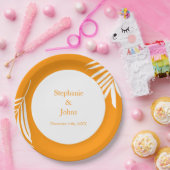 Palm Tree Blätter Orange Art Tropical Coole Hochze Pappteller (Party)