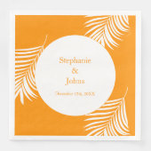 Palm Tree Blätter Orange Art Tropical Coole Hochze Serviette (Vorderseite)