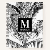 Palm Tree Blätter Schwarz-Weiß-Abstrakte Monogramm Notizblock (Vorderseite)