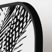 Palm Tree Blätter Schwarz-Weiß-Abstrakte Monogramm Pickleball Schläger (Linke Seite)