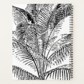 Palm Tree Blätter Schwarz-Weiß-Abstrakte Monogramm Planer (Rückseite)
