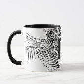 Palm Tree Blätter Schwarz-Weiß-Abstrakte Monogramm Tasse (Links)