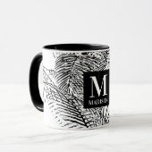 Palm Tree Blätter Schwarz-Weiß-Abstrakte Monogramm Tasse (Vorderseite Links)