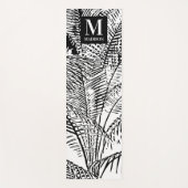 Palm Tree Blätter Schwarz-Weiß-Abstrakte Monogramm Yogamatte (Vorderseite)