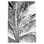 Palm Tree Blätter Schwarz-Weiß Abstraktes Muster Mittlere Geschenktüte (Rückseite)