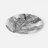 Palm Tree Blätter Schwarz-Weiß Abstraktes Muster Pappteller (Schrägansicht)