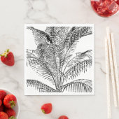 Palm Tree Blätter Schwarz-Weiß Abstraktes Muster Serviette (Beispiel)