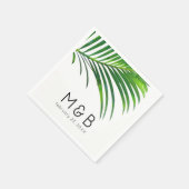 Palm Tree Blätter Tropical Leaf Wedding Monogram Serviette (Ecke)