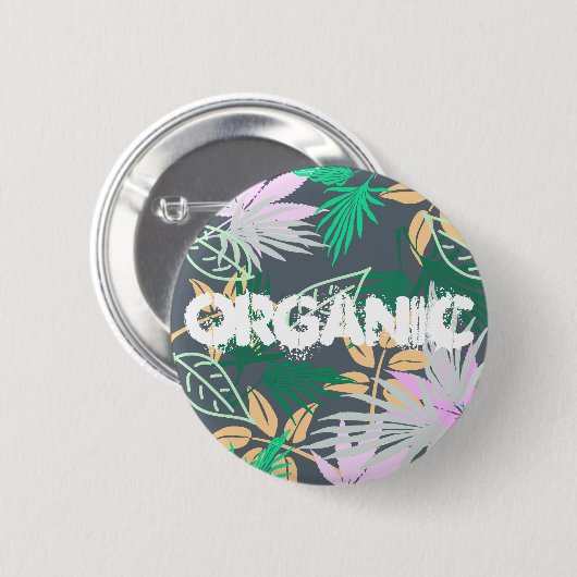 Palm Tree Blätter Tropical Pattern Button Button (Vorne & Hinten)