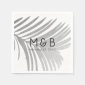 Palm Tree Blätter Tropical Silver Custom Serviette (Vorderseite)