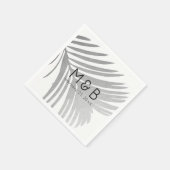 Palm Tree Blätter Tropical Silver Custom Serviette (Ecke)