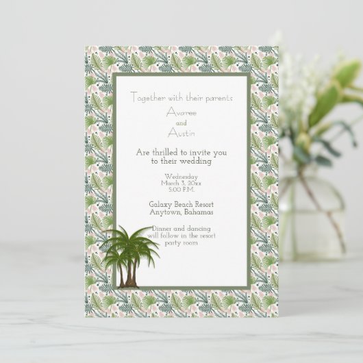 Palm Tree Blätter Tropical Wedding (Stehend Vorderseite)