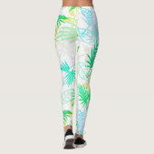 Palm Tree Blätter Tropische Muster Leggings (Rückseite)