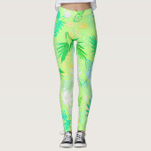 Palm Tree Blätter Tropische Muster Leggings (Vorderseite)