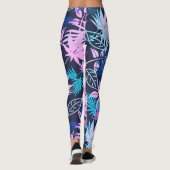 Palm Tree Blätter Tropische Muster Leggings (Rückseite)