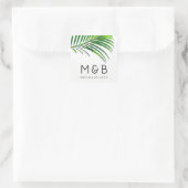 Palm Tree Blätter Tropisches Leaf Moderne Hochzeit Quadratischer Aufkleber (Tasche)