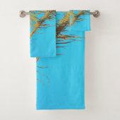 Palm Tree Blätter Turquoise Sky Badhandtuch Set (Insitu)