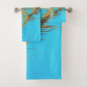 Palm Tree Blätter Turquoise Sky Badhandtuch Set