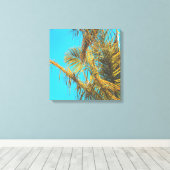 Palm Tree Blätter Turquoise Sky Leinwanddruck (Insitu (Holzboden))