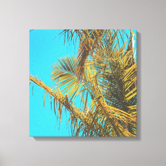 Palm Tree Blätter Turquoise Sky Leinwanddruck (Vorderseite)