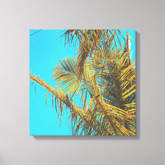 Palm Tree Blätter Turquoise Sky Leinwanddruck (Vorderseite)
