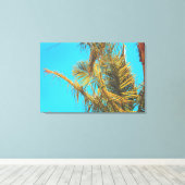 Palm Tree Blätter Turquoise Sky Leinwanddruck (Insitu (Holzboden))