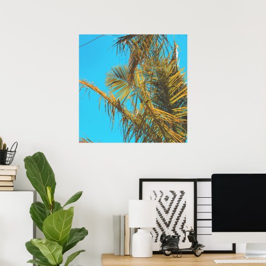 Palm Tree Blätter Turquoise Sky Poster (Heimbüro)