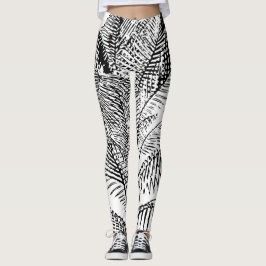 Palm Tree Blätter Vintag Retro Abstraktes Muster Leggings