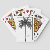 Palm Tree Blck White Tropical Elegant Monogram Spielkarten (Rückseite)