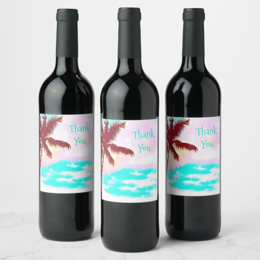 Palm Tree blue sky Summertime Weinetikett (Flaschen)