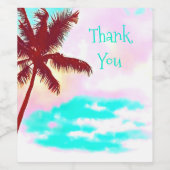Palm Tree blue sky Summertime Weinetikett (Einzelnes Label)