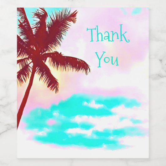 Palm Tree blue sky Summertime Weinetikett (Einzelnes Label)