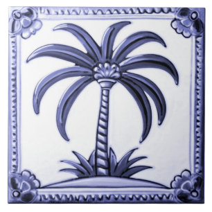 Palm Tree Blue und White Middle East Beach Fliese