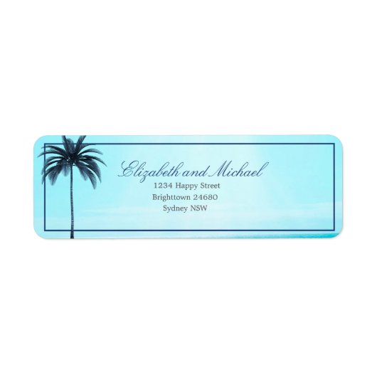Palm Tree Blue White Sea Elegante Moderner Chic (Vorne)