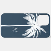 Palm Tree Blue White Tropical Elegant Monogram Case-Mate iPhone Hülle (Rückseite / Rechts)
