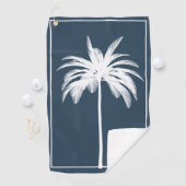 Palm Tree Blue White Tropical Elegant Monogram Golfhandtuch (Insitu)
